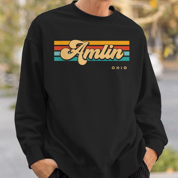 Vintage Sunset Stripes Amlin Ohio Sweatshirt Gifts for Him