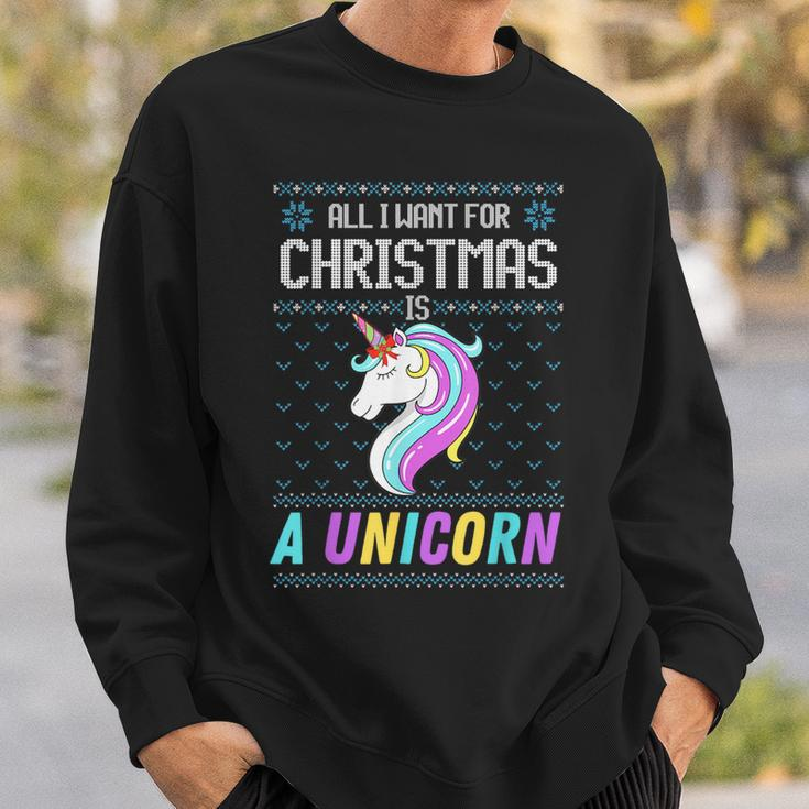 All I Want For Christmas Is A Unicorn Ugly Sweater Xmas Fun Sweatshirt Gifts for Him