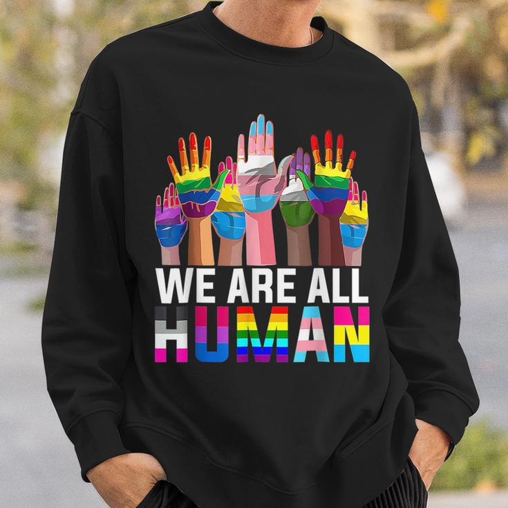 We Are All Human Lgbt Flag Gay Pride Month Transgender Flag Sweatshirt Gifts for Him