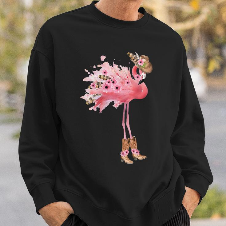 Western Boho Cowgirl Flamingo Print Gift For Womens Sweatshirt Gifts for Him