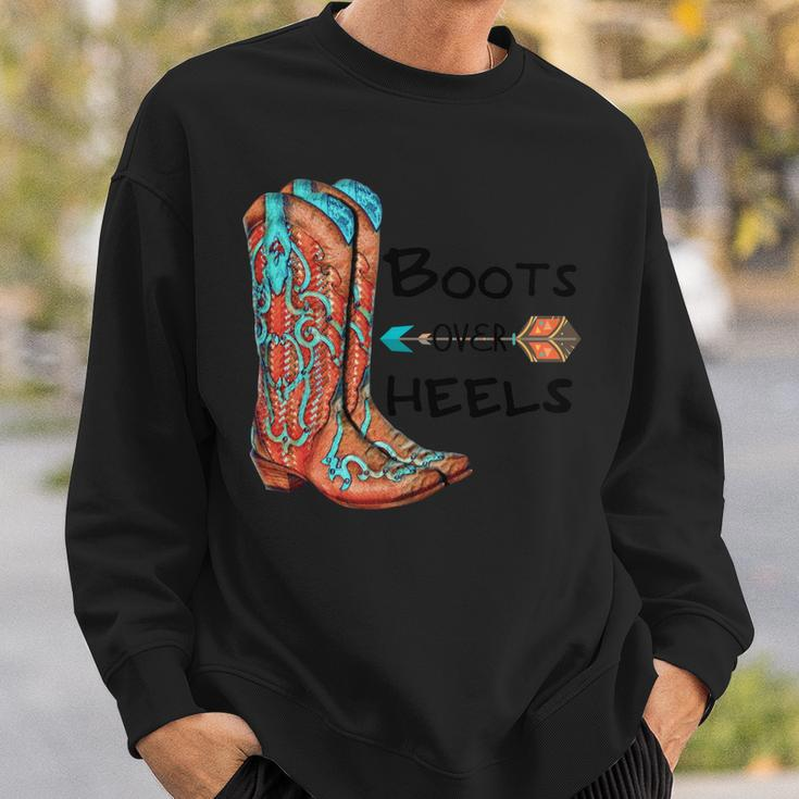 Western Cowgirl Boots Over Heels Cowboy Boots Country Girl Sweatshirt Gifts for Him