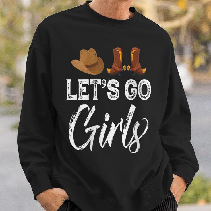 Western Cowgirl Country Cowboy Boots Hat Lets Go Girls Gift For Womens Sweatshirt Gifts for Him