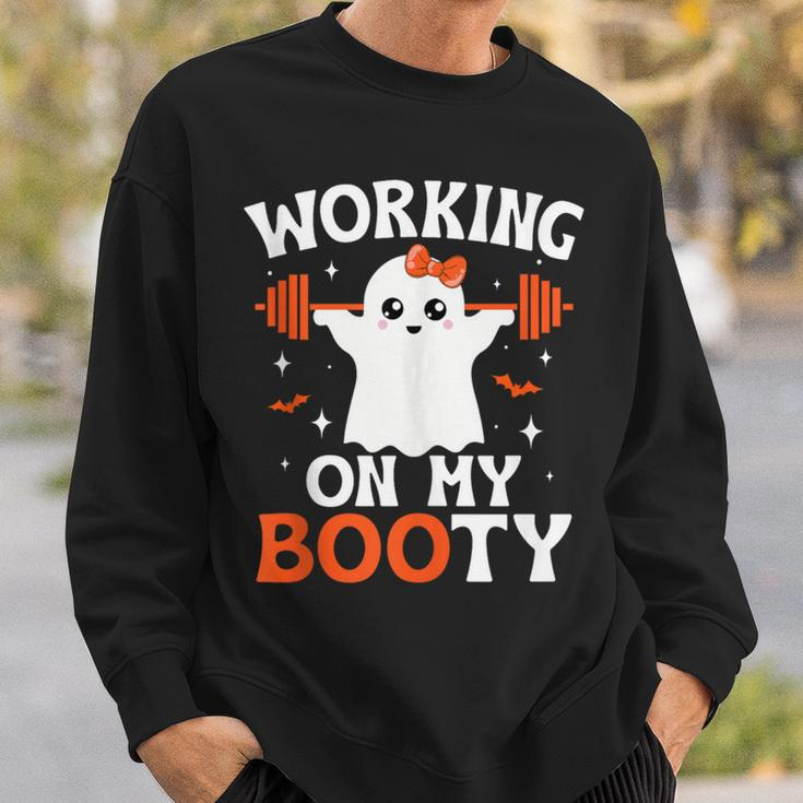 Working On My Booty Halloween Ghost Gym Workout Sweatshirt Gifts for Him