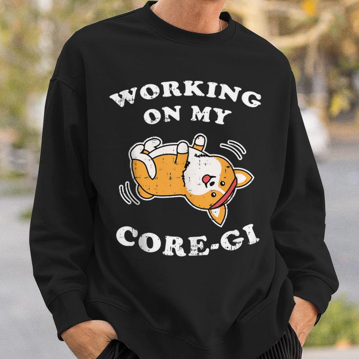 Working Core-Gi Workout Cute Black Corgi Dog Fitness Sweatshirt Gifts for Him