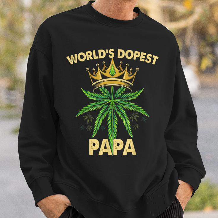 Worlds Dopest Papa Cannabis 420 Fathers Day Weed Dad Sweatshirt Gifts for Him