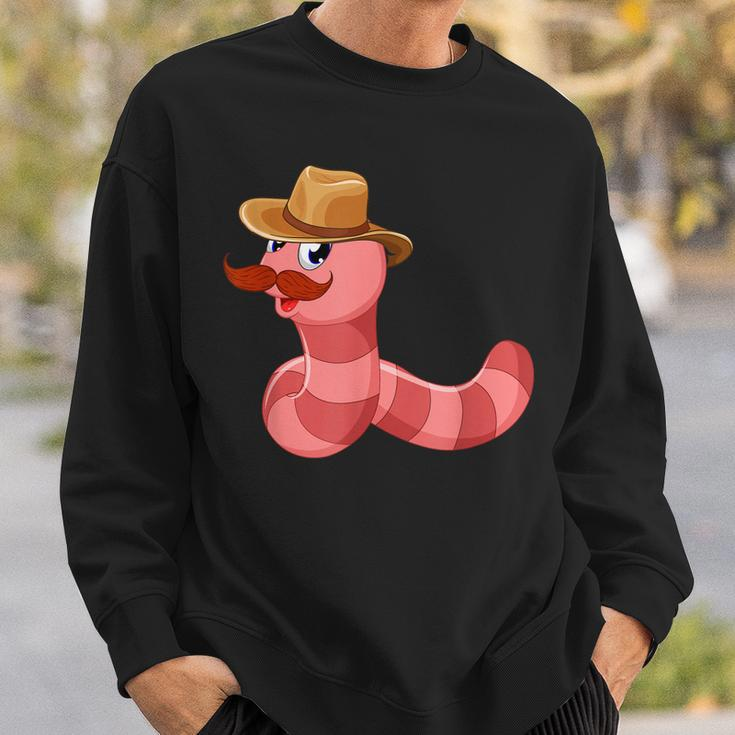 Worm With A Mustache Funny Worm With A Mustache Sweatshirt Gifts for Him