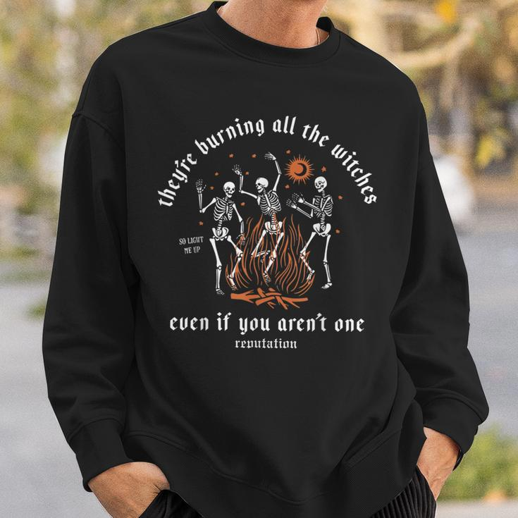 They're Burning All The Witches Halloween Skeleton Dancing Sweatshirt Gifts for Him