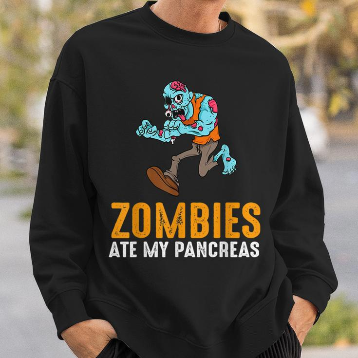 Zombie Ate My Pancreas T1d Awareness Halloween Boys Girls Halloween Sweatshirt Gifts for Him