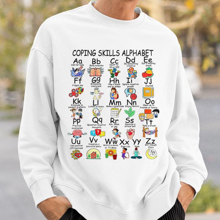Abc Coping Skills Alphabet Mental Health Awareness Counselor Sweatshirt Gifts for Him