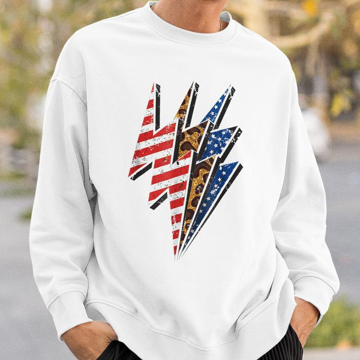 America Leopard Cheetah Lightning Bolt 4Th Of July Patriotic Sweatshirt Gifts for Him
