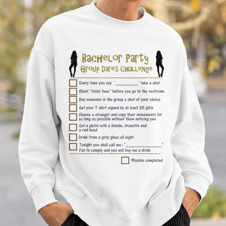 Bachelor Party Checklist Group Dares Challenge Stag Do Game Sweatshirt Gifts for Him