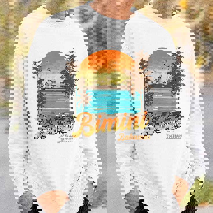 Bimini Bahamas Beach Summer Vacation Palm Sunset Bahamas Funny Gifts Sweatshirt Gifts for Him