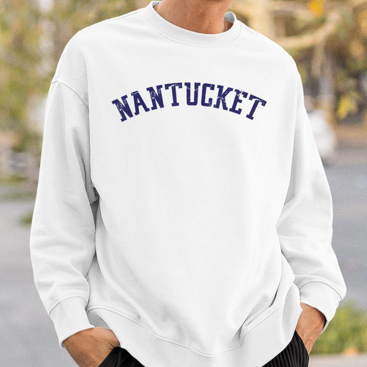 Classic Nantucket With Distressed Lettering Across Chest Sweatshirt Gifts for Him