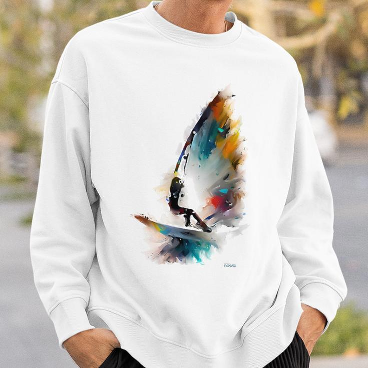 Cool Windsurfer On A Surfboard Riding The Waves Of The Ocean Sweatshirt Gifts for Him