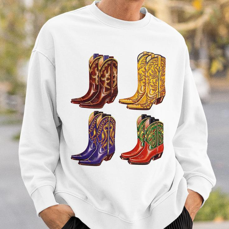 Cowboy Boots Colorful Cowgirl Western Country Rodeo Vintage Sweatshirt Gifts for Him