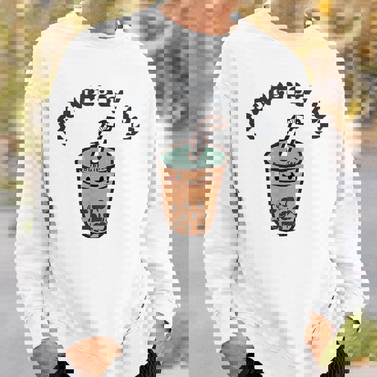 Cute Bubble Tea Boba Milk Tea Graphic Powered By Bubble Tea Sweatshirt Gifts for Him