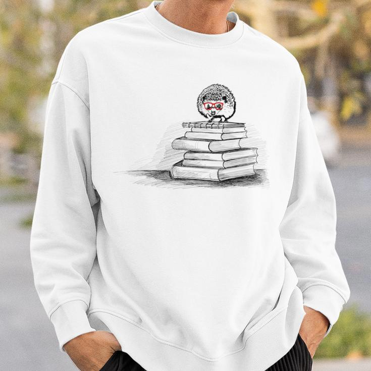 Cute Hedgehog Book Nerd Readers Sweatshirt Gifts for Him