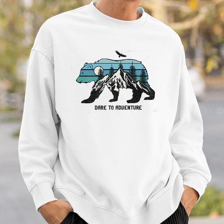 Dare To Adventure Walking Bear With A Mountain Sweatshirt Gifts for Him