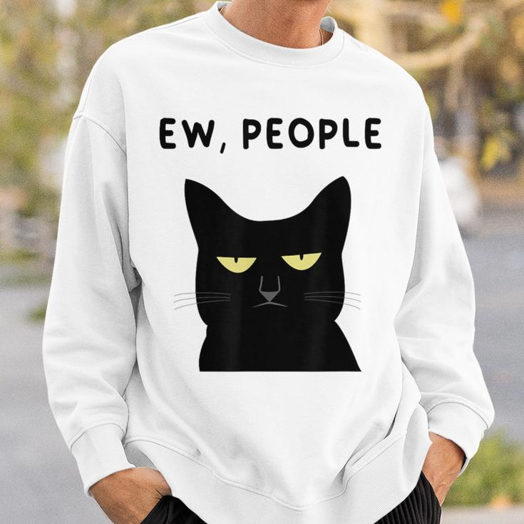 Ew People I Hate People Black Cat Yellow Eyes Sweatshirt Gifts for Him