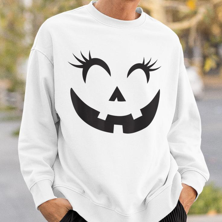 Eyelashes Halloween Outfit Pumpkin Face Costume Sweatshirt Gifts for Him