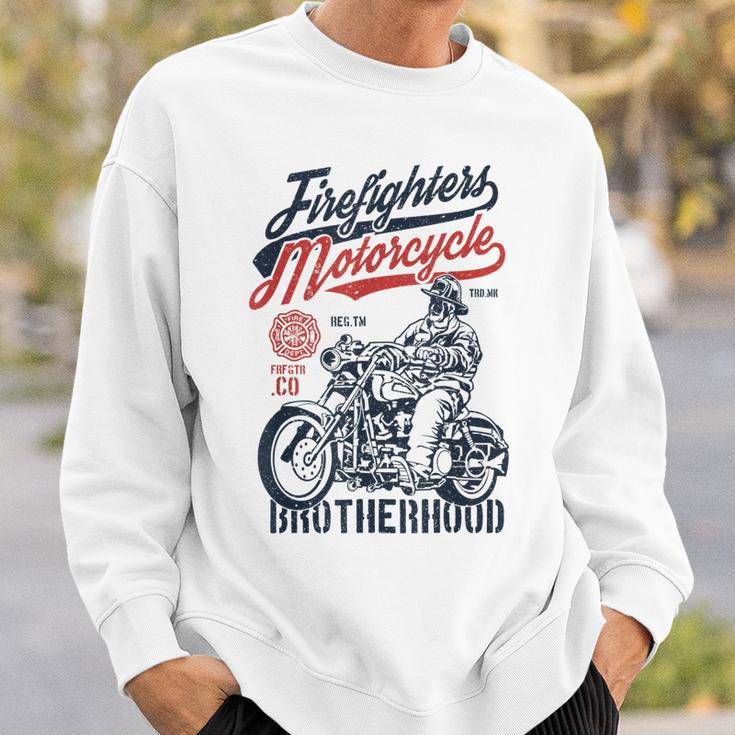 Firefighter Motorcycle Retro Fireman Sweatshirt Gifts for Him