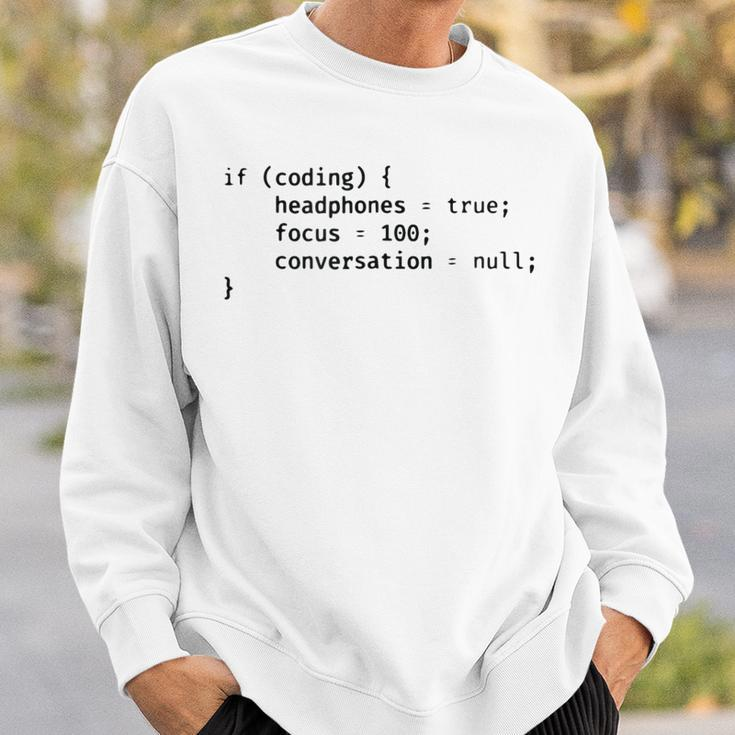 Funny Joke Programming Computer If Coding Headphones Focus Sweatshirt Gifts for Him