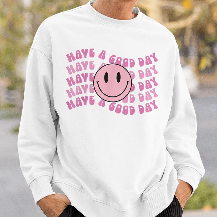 Have A Good Day Pink Smile Face Preppy Aesthetic Trendy Sweatshirt Gifts for Him