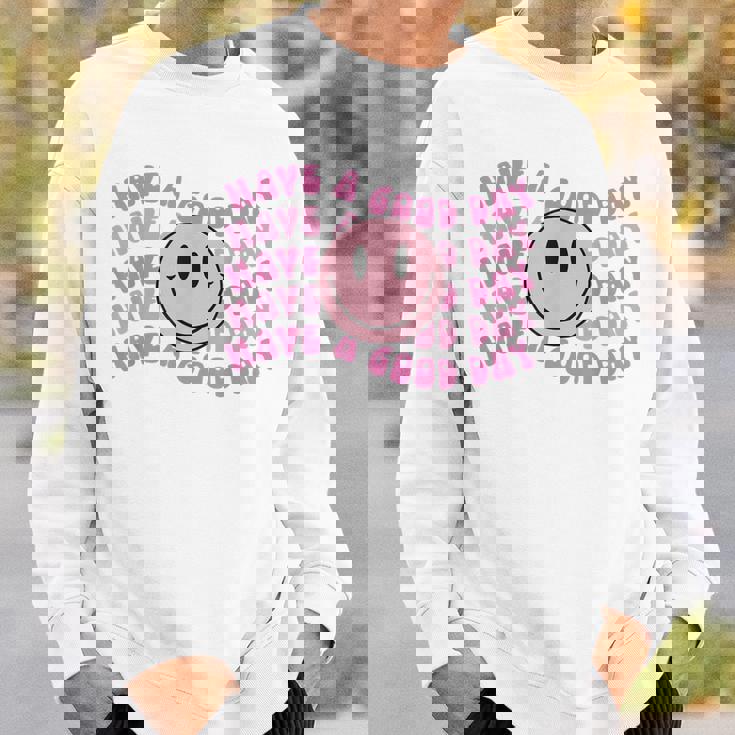 Have A Good Day Pink Smile Face Preppy Aesthetic Trendy Sweatshirt