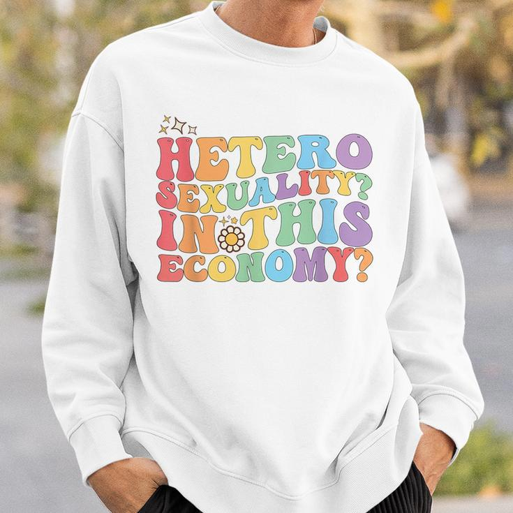 Groovy Hetero Heterosexuality In This Economy Lgbt Pride Sweatshirt Gifts for Him