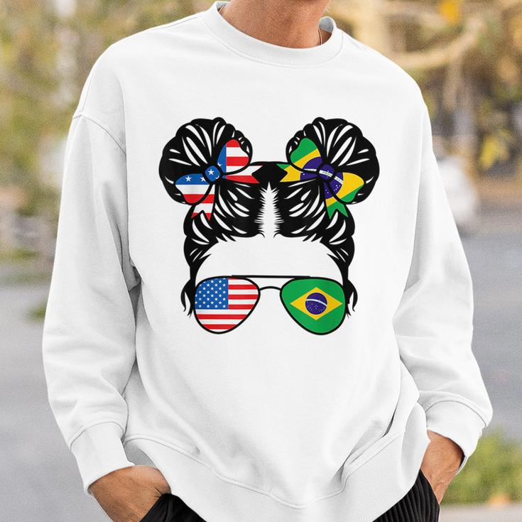 Half American Half Brazilian Girl Usa Brazil Flag Patriot Sweatshirt Gifts for Him