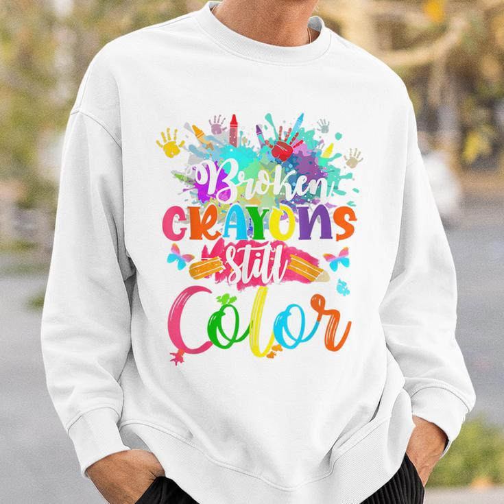 Hand Broken Crayons Still Color Suicide Prevention Awareness Sweatshirt Gifts for Him