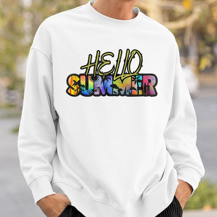 Hello Summer Hawaii Beach Summer Vacation Family Tie Dye Sweatshirt Gifts for Him