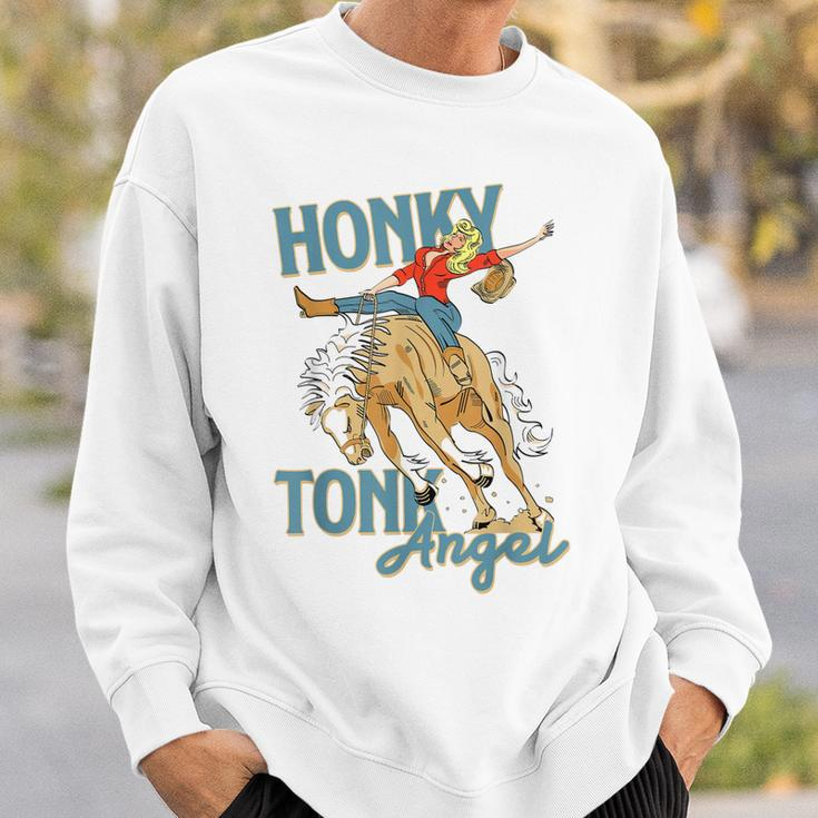 Honky Tonk Angel Hold Your Horses Western Country Cowgirl Sweatshirt Gifts for Him