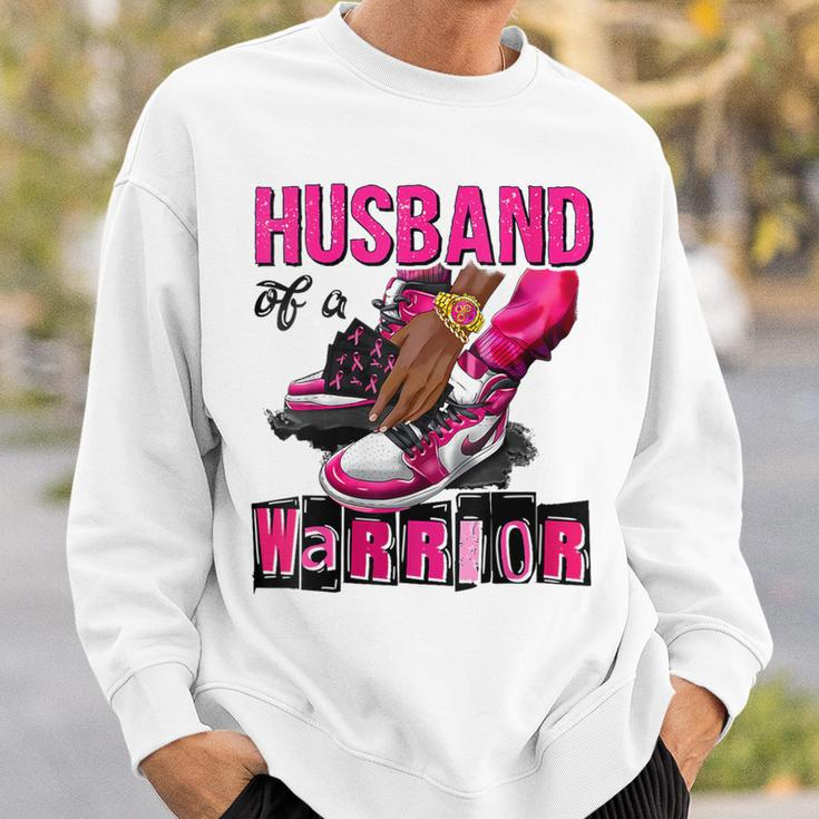 Husband Of A Warrior Pink Breast Cancer Awareness Support Sweatshirt Gifts for Him