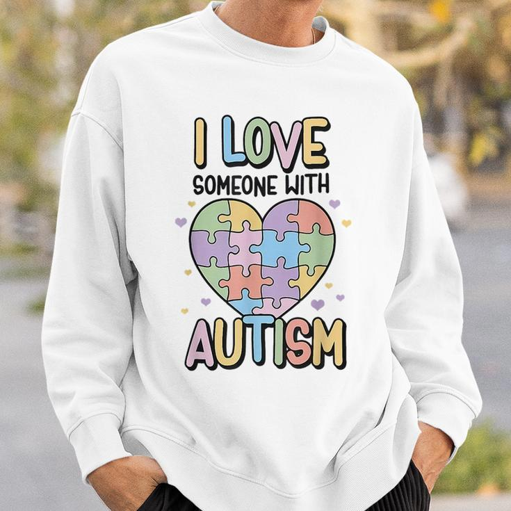 I Love Someone With Autism Kids Heart Puzzle Colorful Kids Sweatshirt Gifts for Him