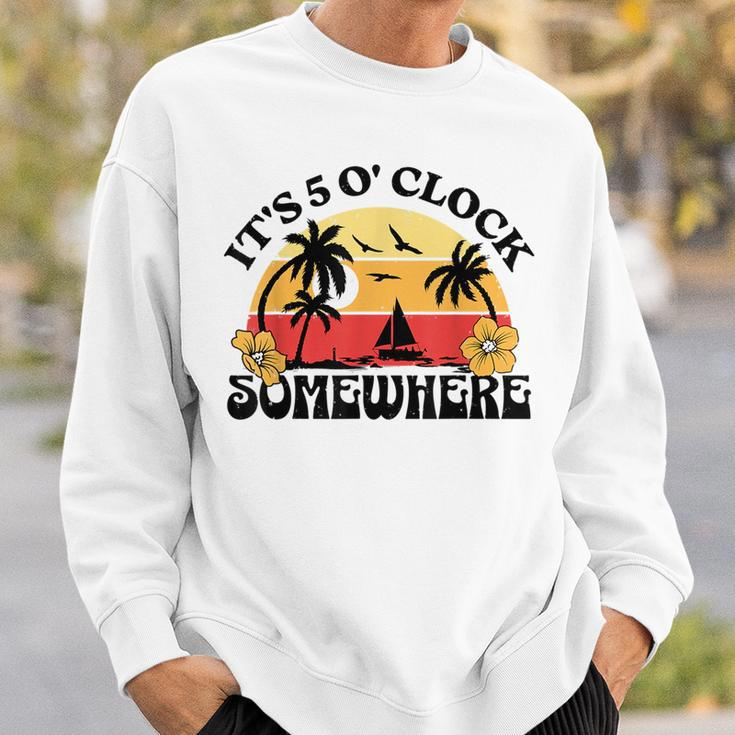 Its 5 O’Clock Somewhere Summer Retro Sunset Drinking Drinking Funny Designs Funny Gifts Sweatshirt Gifts for Him