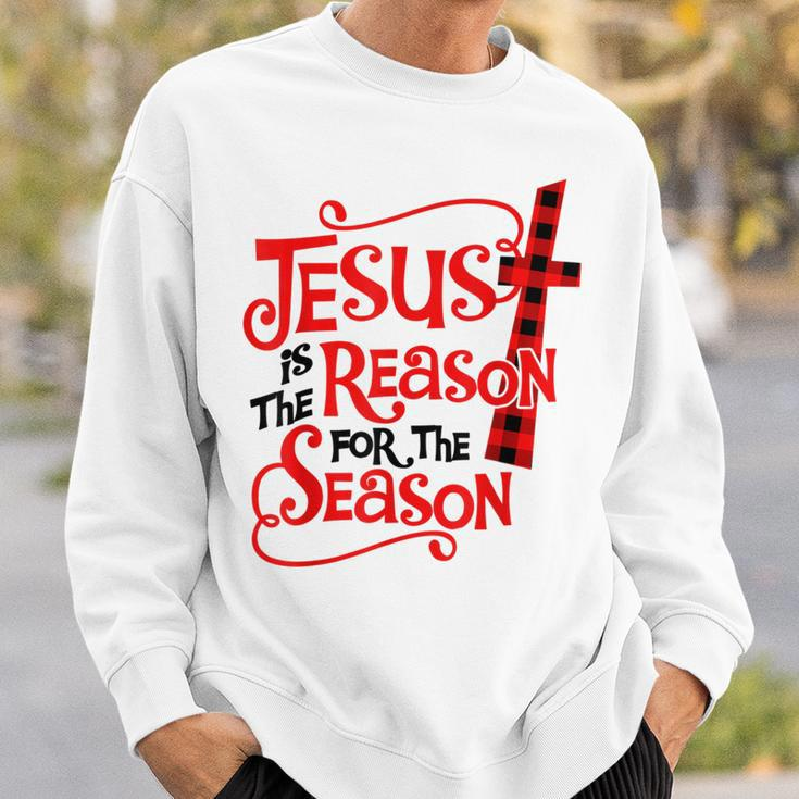 Jesus Is The Reason For The Season Christmas Xmas Plaid Sweatshirt Gifts for Him