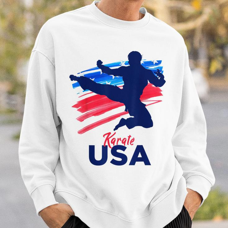 Karate Support The Team Student Sensei Usa Flag American Sweatshirt Gifts for Him