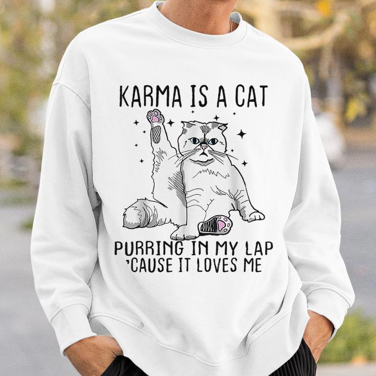 Karma Is A Cat Purring In My Lap Cause Its Loves Me Funny Sweatshirt Gifts for Him