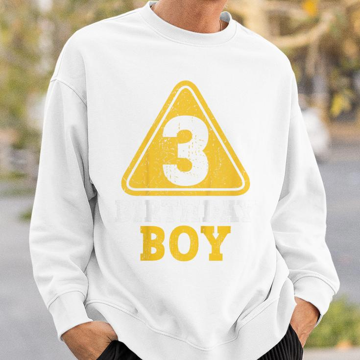 Kids Birthday Boy 3 Three Construction Sign 3Rd Birthday Toddler Sweatshirt Gifts for Him
