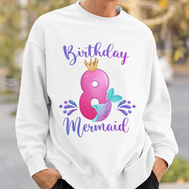 Kids Girls 8Th Birthday Mermaid Birthday Party 8 Years Old Fish Sweatshirt Gifts for Him