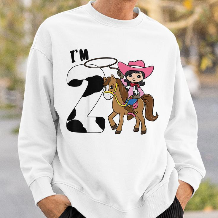 Kids Im Two Cute Horse Riding Cowgirl 2Nd Birthday Girls Sweatshirt Gifts for Him