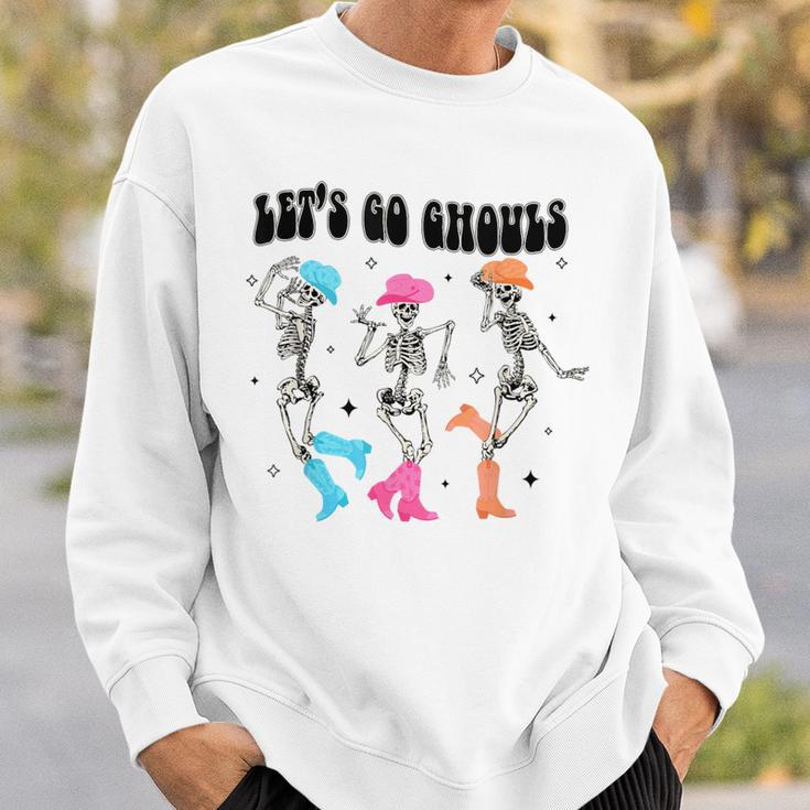 Let's Go Ghouls Halloween Western Spooky Skeletons Dancing Sweatshirt Gifts for Him