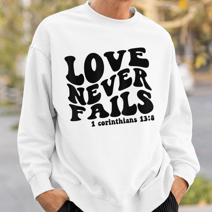 Love Never Fails 1 Corinthians 138 Bible Verse Heart Vine Sweatshirt Gifts for Him