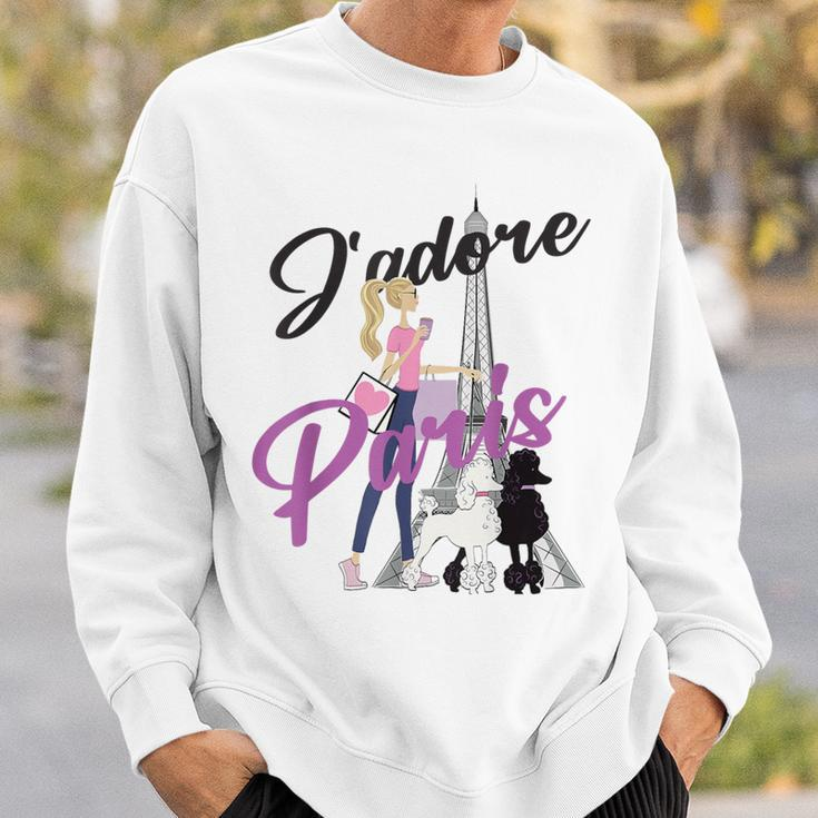 I Love Paris Woman Walking Poodles By Eiffel Tower Sweatshirt Gifts for Him