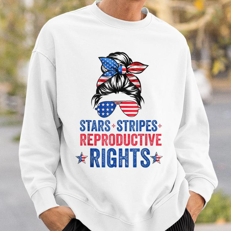 Messy Bun American Flag Stars Stripes Reproductive Rights Sweatshirt Gifts for Him