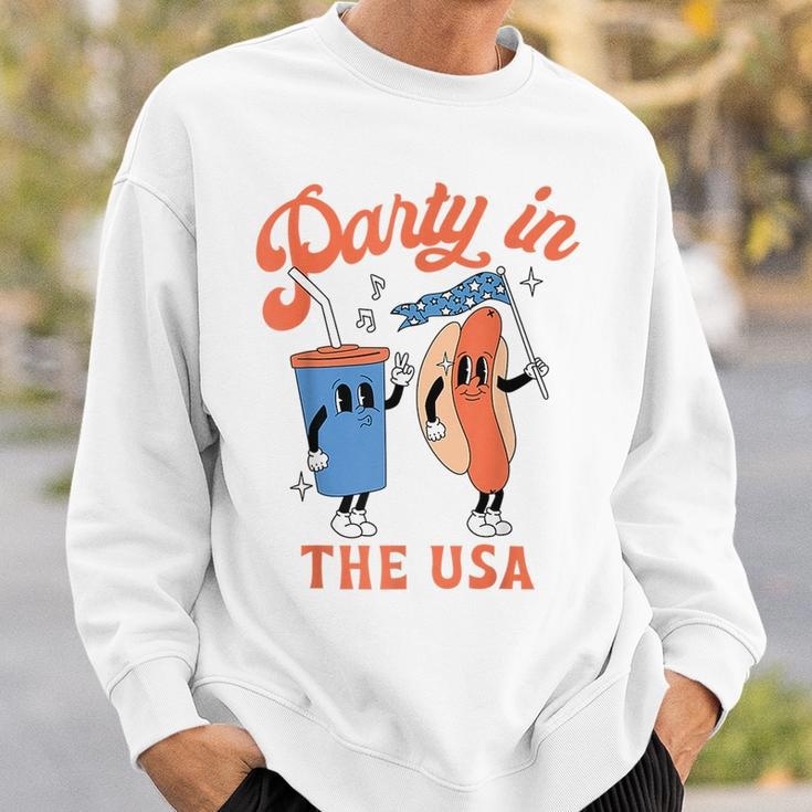 Party In The Usa Hot Dog Love Usa Funny 4Th Of July  Sweatshirt Gifts for Him