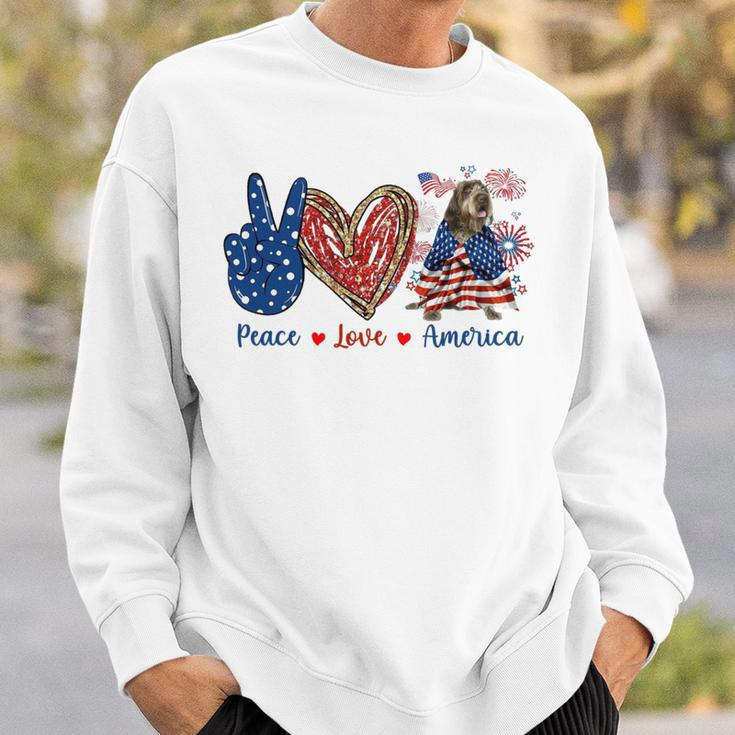 Peace Love Wirehaired Pointing Griffon Dog Patriotic America Sweatshirt Gifts for Him