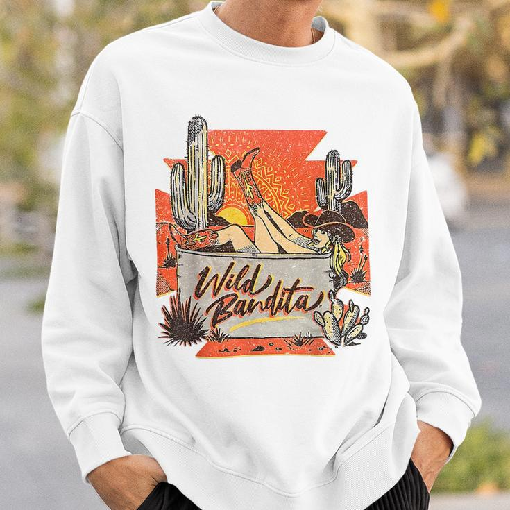 Retro Desert Cactus Cowgirl Wild Bandita Western Country Sweatshirt Gifts for Him