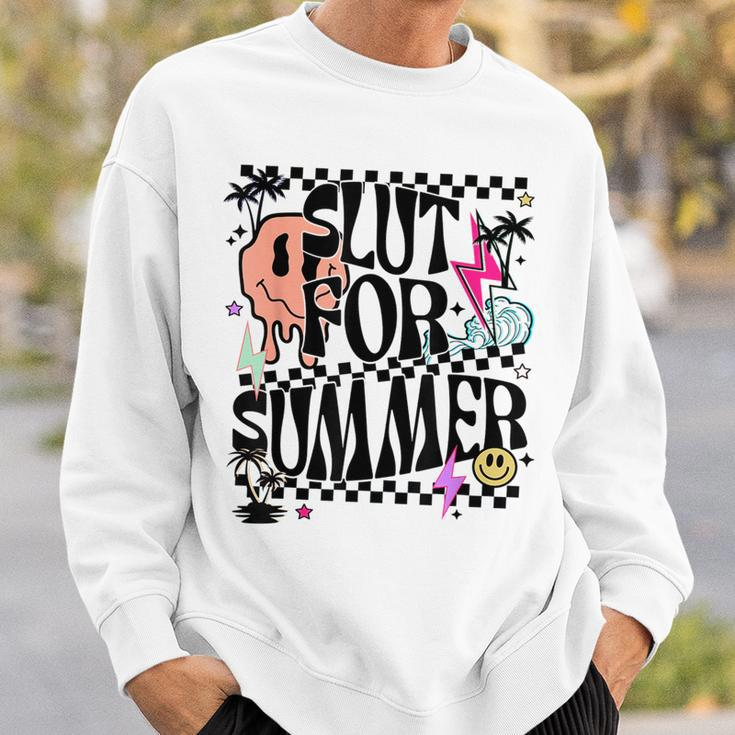 Retro Summer Slut For Summer Cute Vacation Checkered Sweatshirt Gifts for Him